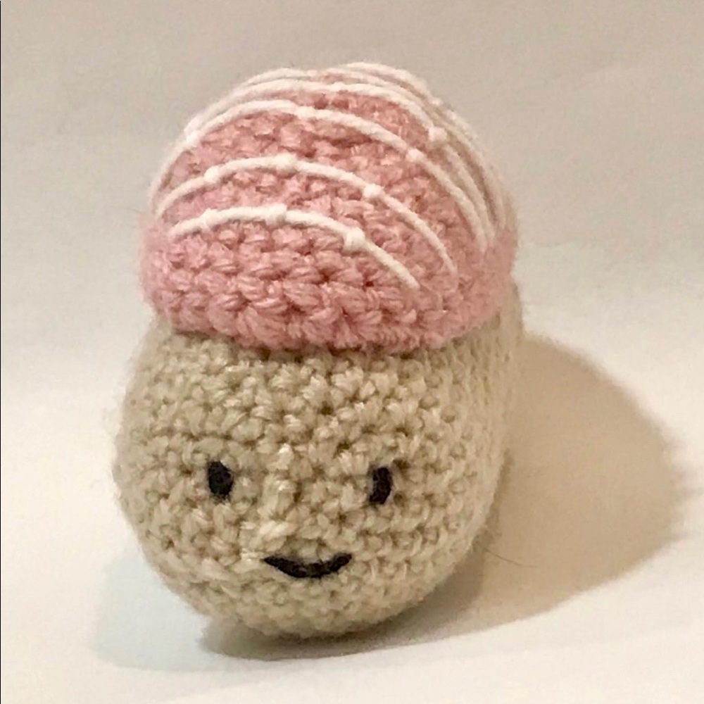 Handmade crochet dog toy with squeaker